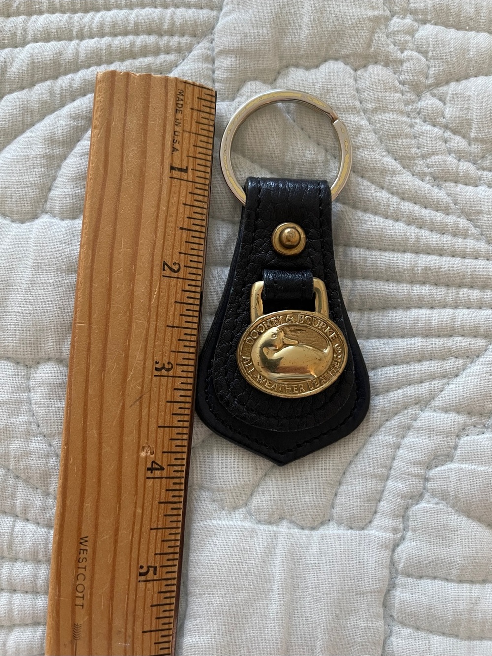 Dooney & Bourke Black Leather Key Fob with Gold Medallion - Picture 4 of 5